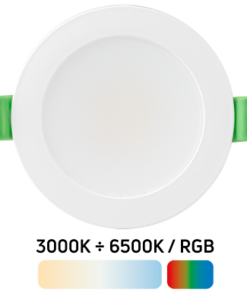 LED Smart dimmable downlight for building-in, Bluetooth/Wi-Fi, 6W, 3000К-6500К/RGB, 220-240V AC, IP44