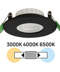 LED downlight for building-in, dimmable, black, 6W, 3000K/4000K/6500K, 220-240V AC, IP44