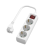 Extension cable with 3 Schuko sockets, with switch, 3 meters, white